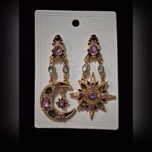 Stunning Gold and Purple Celestial Earrings